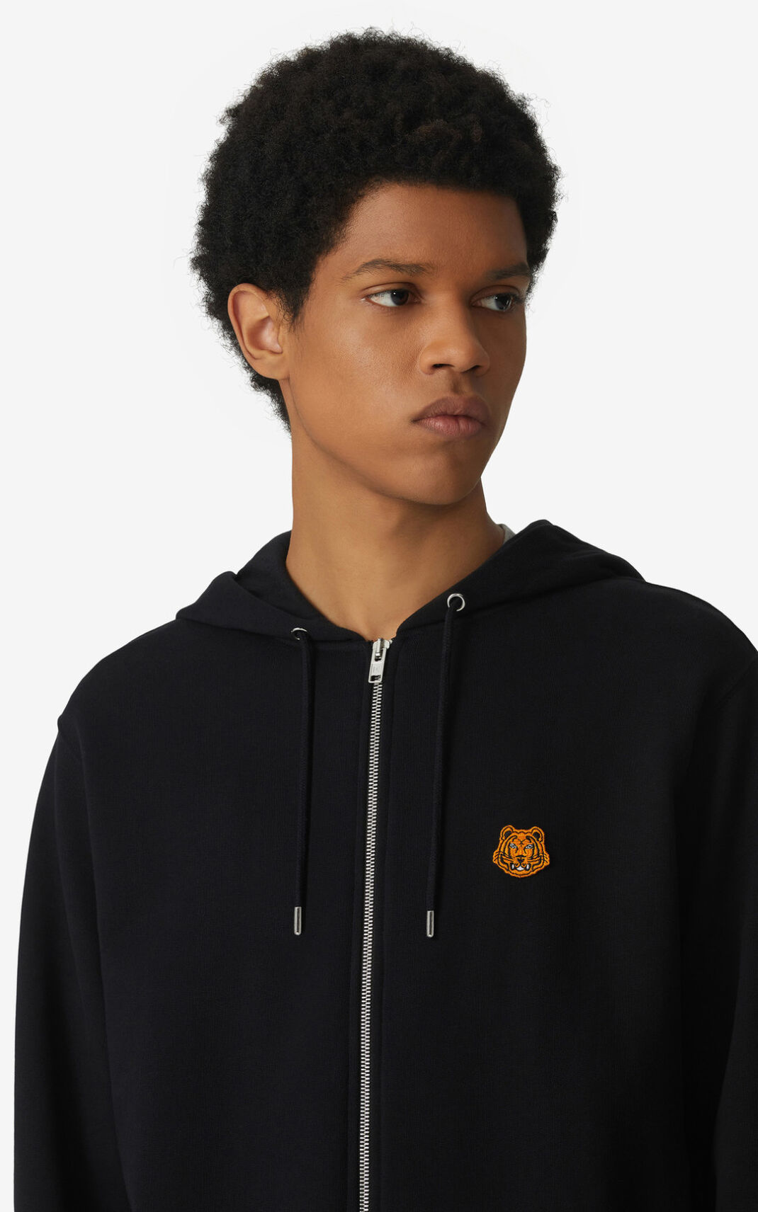 Sweat A Capuche Kenzo Tiger Crest zipped Homme Noir | KGZS-85271